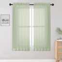 OWENIE Sheer Curtains 63 inch Length 2 Panels Set, Rod Pocket Voile Fimly Sheer Drapes for Living Room/Bedroom, 2pcs, Each 42" W x 63" L, Light Green