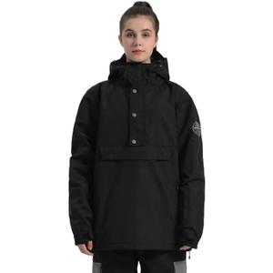 GSOU SNOW Women Ski Jacket Snow Coat Waterproof Windproof Snowboarding Jacket Coat Insulated Warm Winter (Black, L)