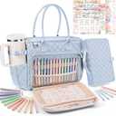 Large Bible Bag with Bible Cover Case for Women, Quilted Church Tote Bag Book Carrying Case w/Shoulder Strap,Bible Study Supplies Journaling Kit Accessories Valentines Day Christian Gift for Women Her