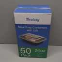 50 Pack (100-Piece) 24 oz Meal Prep Containers Reusable with Lids, Sturdy Leakproof & Food Safe, Microwave, Freezer, Dishwasher Safe Prep Containers, To Go Take Out Plastic Food Storage