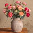 Daifunli 18 Pcs Faux Silk Peony Artificial Flowers for Vase Vintage Bulk Fake Peonies Branches with Stems for DIY Bouquet Centerpieces Wedding Fillers Arrangements Shower Decorations(Classic)