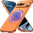 Magnetic Pixel 10 Pro XL Case, Slim Minimalist Matte Hard PC Cover [Compatible with PixelSnap/Magsafe], Ultra-Thin Lightweight Protective Bumper with Camera & Screen Guard-Orange