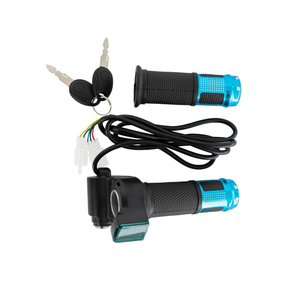 Electric Twist Throttle Grips, Electric Scooter Three Speed Throttle Handlebar, LED Battery Voltage Display Electric Bike Throttle Accelerator Aluminium Speed Control