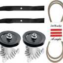 Mower Parts Deck Rebuild Kit for Craftsman Poulan Husqvarna LT1000 LT2000 2 Spindles 130794, 2 Mulcher Blades 134149, 2 Pulleys 173436 129861 153535, Deck Belt 144959 95"