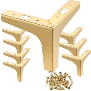 8 PCS Gold Metal Furniture Legs 4 Inch Golden Sofa Legs Modern Triangle Feet Heavy Duty Replacement Gold Legs for Sofa Cabinet Dresser Cupboard Couch Chair Ottoman