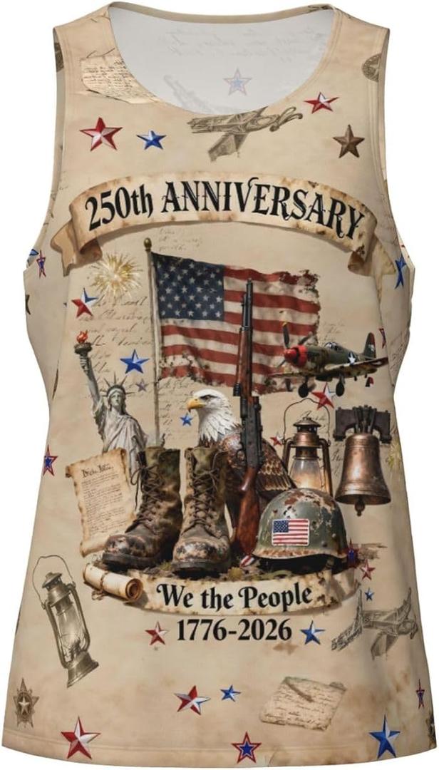 Pagaduan Kids Tie Dye Tank Tops Childrens Sleeveless T Shirts Size 10 Hippies Tees Crew Neck Sleeveless Undershirt for 13-14 Years Boys Girls 250th Anniversary We the People1776-2026 Tank L