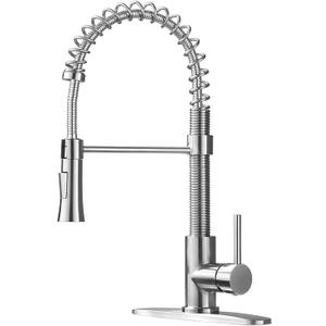 Brushed Nickel Kitchen Faucet with Sprayer, High Arc Single Handle Kitchen Sink Faucet One Hole Stainless Steel Kitchen Faucets for Farmhouse Camper Laundry Rv Bar Sink, Grifos De Cocina