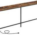 MAHANCRIS 78.7" Console Table with Power Outlet, 11.8" Wide Narrow Sofa Table, Industrial Entryway Table with USB Ports, Behind Couch for Entryway, Hallway, Foyer, Living Room, Rustic Brown CTHR320E01, 78.7"L x 11.8"W x 31.7"H