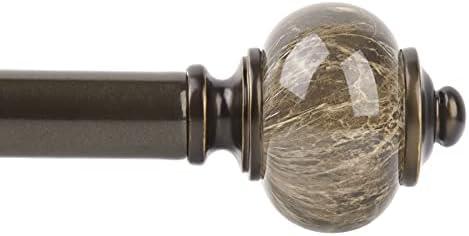 KAMANINA 1 Inch Curtain Rods for Windows 66 to 120 Inches Bronze Heavy Duty Curtain 32 to 120 (2.6-10ft), Adjustable Long Drapery Rods with Marbled Finials