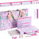 TIASUSAN American Mahjong Tile Set with160 Engraved Mahjong Tiles(1.2"), Mahjong Set with Pink Mahjong Bag, Racks and Accessories., 1.2" x 0.9" x 0.5"