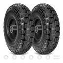 TICONN 10" Solid Tires, 2 Pack Flat Free 4.10/3.50-4'' Wheels with 5/8” Axle Bore Hole and Double Sealed Bearings (Black, 2PK)