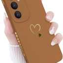 for Samsung Galaxy S25 Case Girls Women, Cute Love Heart Pattern Phone Case Flexible Liquid Silicone Shockproof Protective Bumper Cover for Samsung Galaxy S25-Coffee