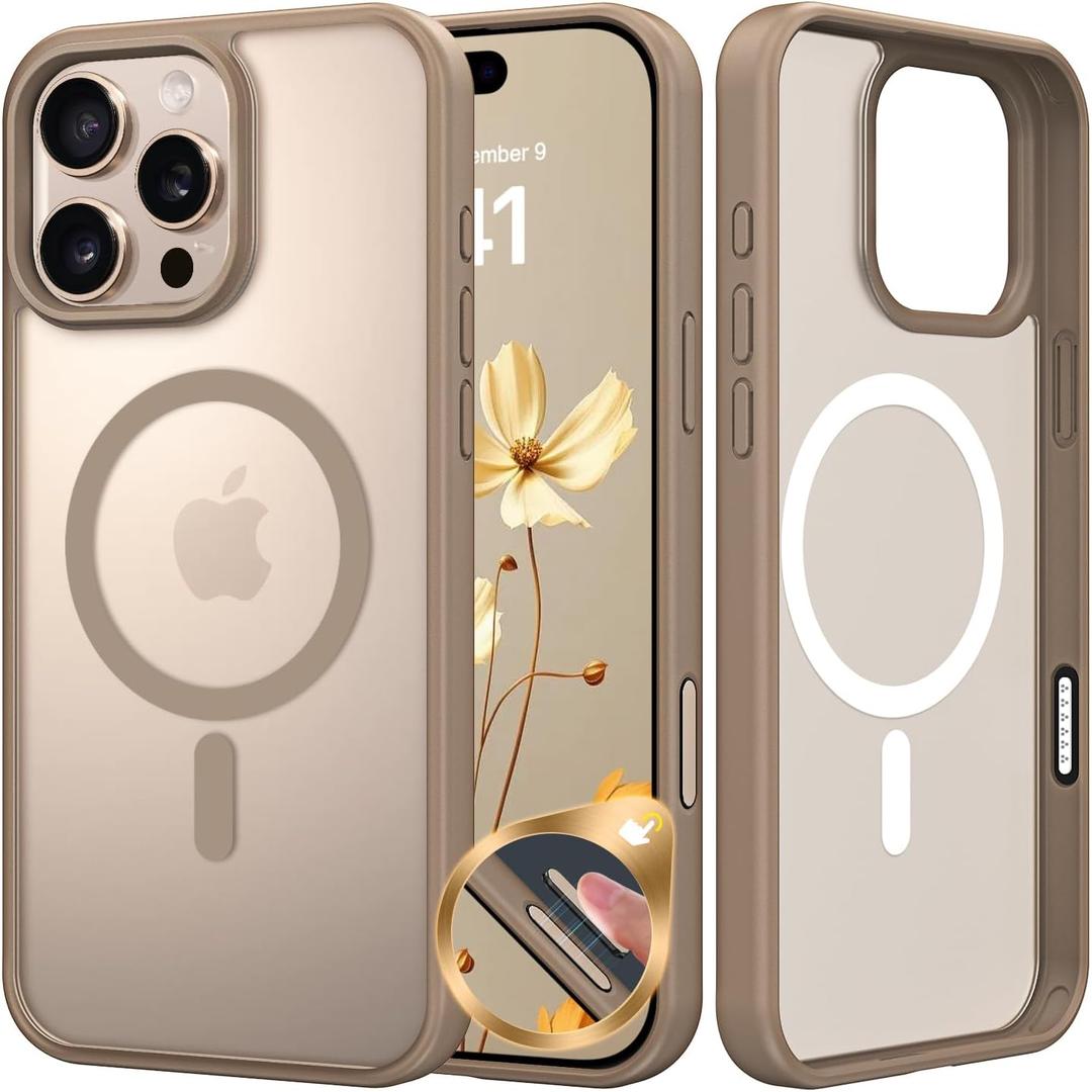 BENTOBEN Magnetic for iPhone 16 Pro Case(Compatible with MagSafe) Camera Button Protection Translucent Matte Anti-Fingerprint Anti-Scratch Shockproof,Case for iPhone 16 Pro 6.3 Desert Titanium