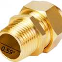 1/2" NPT Brass Pipe Fittings Male Threaded Hex Nipple Brass Tone NPT Male Thread Pipe used for 1/2in Gas Pipe Pack of 2