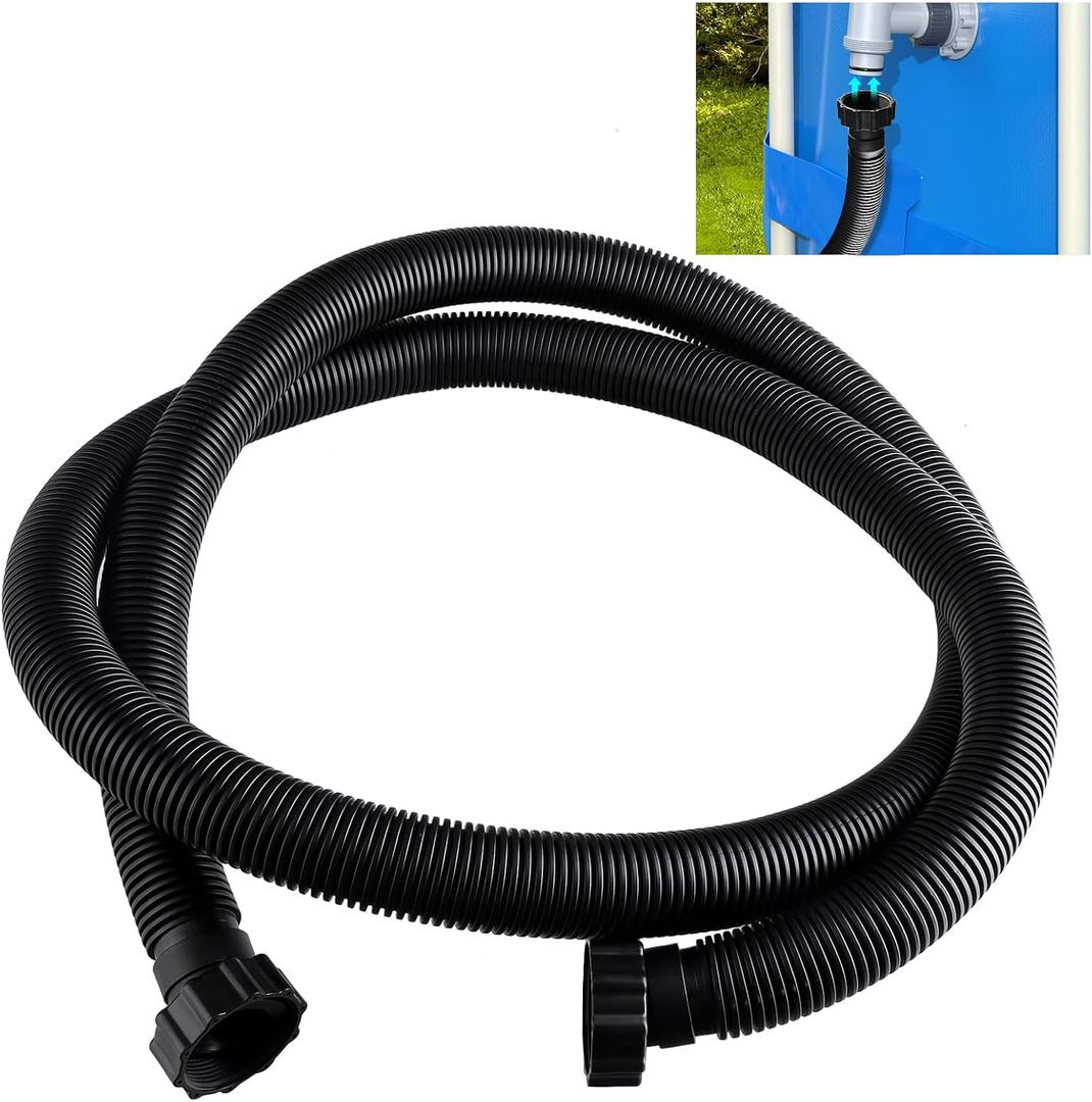 10ft Pool Hose For Above Ground Pools, 1.5 Inch Diameter Swimming Pool Replacement Hose for Filter Pump, Saltwater System, Sand Filters Accessories (1, Black, Normal)