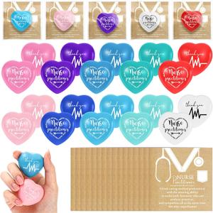 Arrowbash 20 Set CNA Week Gifts Bulk Nurses Gifts Heart Stress Balls with Nurses Appreciation Card for Nurse Practitioner Employee Coworker Medical Staff Team Graduation