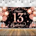 KatchOn, Rose Gold Happy 13th Birthday Banner  Huge, 72x44 Inch | Rose Gold and Black Birthday Backdrop for 13th Birthday Decorations | Rose Gold Party Decorations