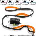 No Pull Dog Leash for Large Dogs  6ft Highly Reflective Bungee, Heavy Duty Leash for Large Dogs, 4 Padded Handles, Strong Carabiner Clip & Rings, Includes Poop Bag Holder & Treat Pouch (Orange)