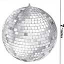 The Dreidel Company Mirror Disco Ball 8" Inch 2-Pack, Silver Hanging Ball with Attached String for Ring, Reflects Light, Fun Party Home Bands Decorations, Party Favor