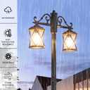 Dusk to Dawn Outdoor Lamp Post Lights with GFCI Outlet,Double-Head Farmhouse Street Light Fixture,Aluminum Black Pole Exterior Lights, Waterproof Lantern Outdoor Lighting
