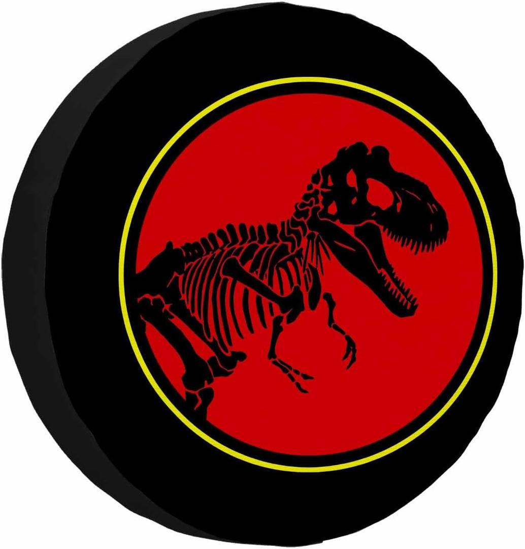 Dinosaur Spare Tire Cover Tyrannosaurus Rex Skeleton Park Red Weatherproof Universal Wheel Protectors Camper Tire Covers for Trailer Rv Travel(17 inch)