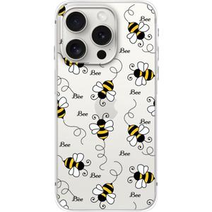 Blingy's for iPhone 15 Pro Max Case, Fashionable Cute Bee Style Fun Cartoon Animal Design Transparent Soft TPU Protective Clear Case 6.7 inch (Bee Style)