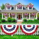 2 x 4Pack 3x6 Feet American Pleated Fan Flag for 4th of July, Decorations Patriotic Half Fan Bunting Flag Banners with Brass Grommets and Zip Ties for Outside