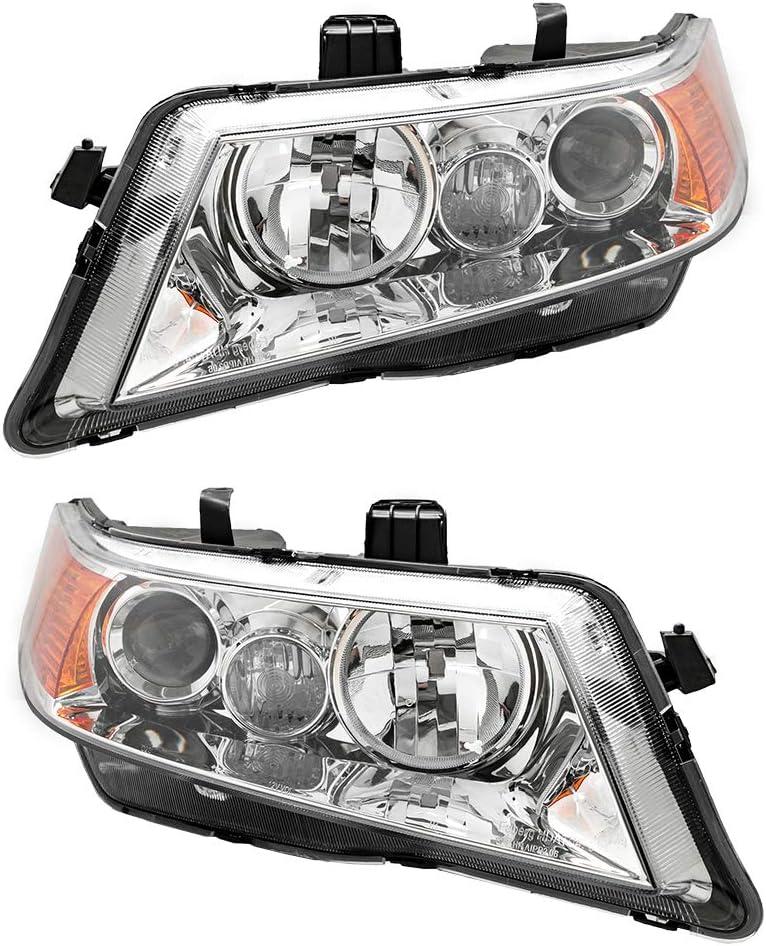 Pair of Headlight Assembly AC2518106 AC2519106 Replacement for 2004-2005 Acura TSX Base Sedan 4-Door Driver and Passenger Side