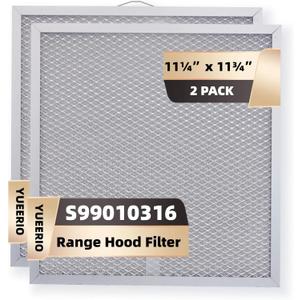 99010316 Range Hood Grease Filter - 11 1/4" x 11 3/4" Kitchen Mesh Hood Vent Filter, Replaceable Range Hood Filter for WA65AF, NTK7450000, 990721400, 990721400A (2 Pack)