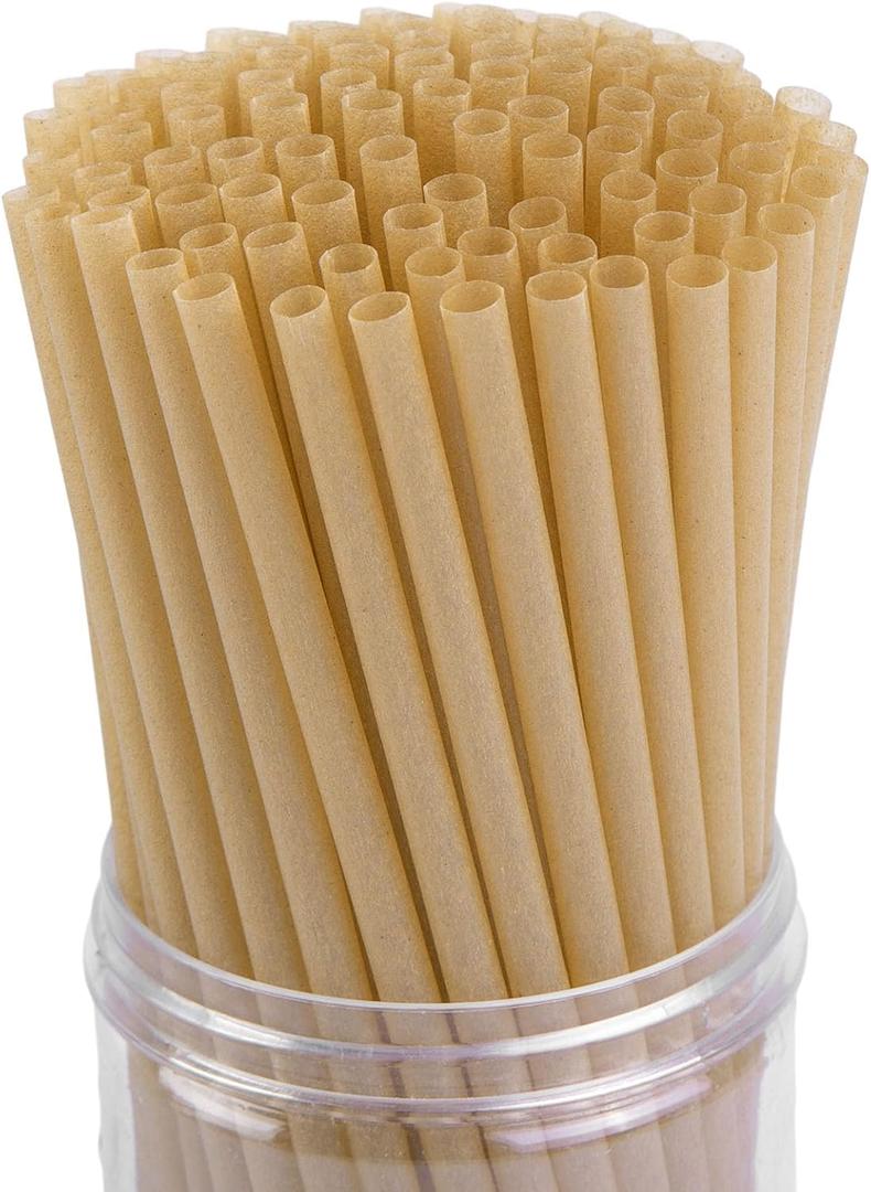 HANSGO Sugarcane Straws, 200PCS Drink Straws Disposable for Hot Cold Drinks, Coffee, Cocktail, Juice Home Favor, The Beach Party, Natural Brown (200PCS 7.8 Inches)