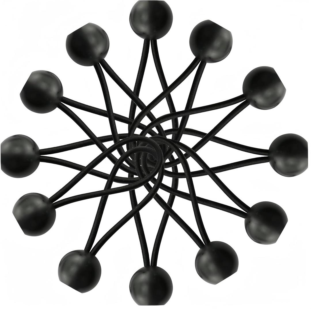 Lanlord 11 Inch Black Bungee Cords with Balls - 12 Pcs Elastic Ball Cords Ball Bungee Cords Tarp Tie Downs 11Inch12Pces(Ball)