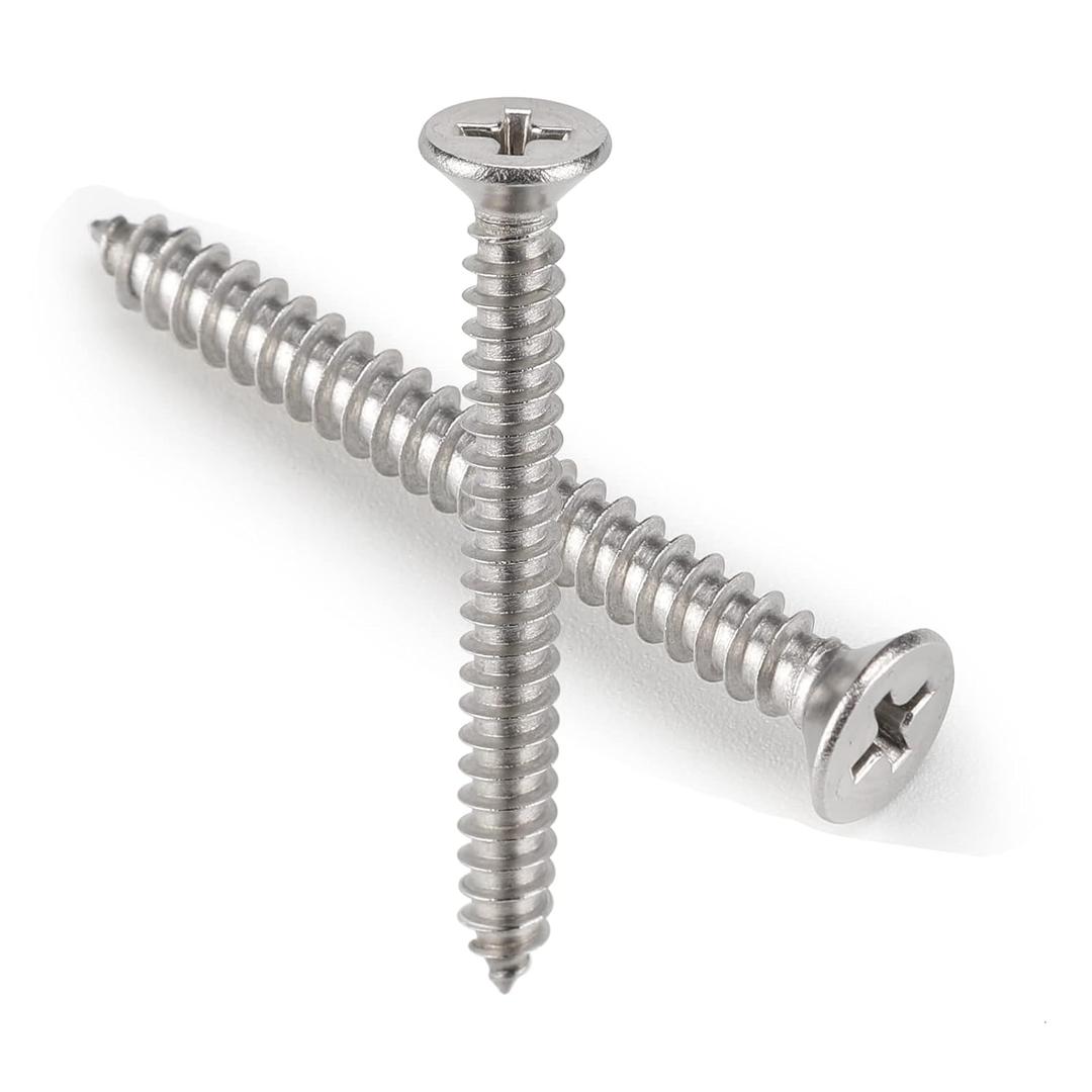 100 PCS #8X1-1/2(1.5 inch) Stainless Steel Phillips Flat Head Wood Screws,Stainless Steel 18-8 A2(304) Screw,Home Screw Kit by QISHENG (Colorless)
