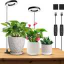 Kullinss Grow Light, 48 LEDs Full Spectrum Plant Lights for Indoor Growing, Halo Plant Light with 3/9/12H Timer, 3 Color Modes, 10 Brightness, Height Adjustable Grow Lamp for Small Plants (2 Pack)
