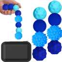 BUSOHA Silicone Fidget Balls - 8 Pack Fidget Toys Stress Balls for Adults Sensory Stone Travel Toys for Calming,Autism and ADHD,Gifts for Teens ,Blue (1.2 Inch, Dark Blue + Light Blue)