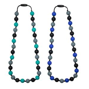 Sensory Chew Necklace for Kids, Chewy Necklaces 2Pcs for Boys and Girls with Autism ADHD SPD, Silicone Fidget Necklace for Toddler Teens to Reduces Anxiety and Stress