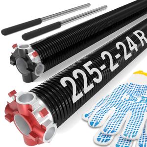Garage Door Spring 0.225 x 2 x 24 (Pair), 18000 Cycles Garage Spring Door Replacement, Heavy-Duty & Long-Lasting Garage Door Torsion Spring