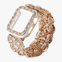 Bling Band with Case Compatible with Apple Watch Band  42mm  for Women, Luxury Dressy Metal Strap with Diamond Rhinestone Bracelet Wristband for iWatch SE Series 7 6 5 4 3 2 1
