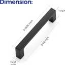 Ravinte 35 Pack 3-1/2 inch Hole Centers Matte Black Cabinet Pulls Kitchen Cabinet Handles Solid Drawer Pulls Kitchen Cupboard Hardware Flat Black Square Bar Drawer Handles