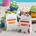 Leesgel 30 Pcs Hawaiian Luau Gift Bags for Party Supplies with 30 stickers, 6 Styles Hawaiian/Luau/Flamingo/Tropical Treat Bags Bulk, Kids Party Favors Goodie Stuffer Bag