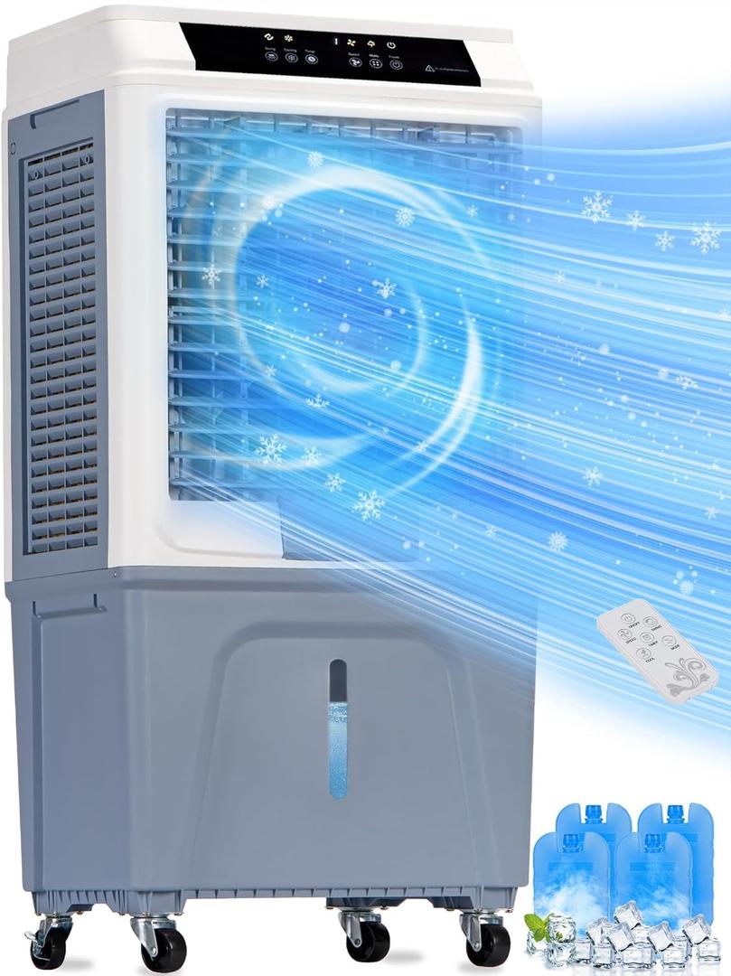 Uthfy Swamp Cooler, 3880CFM Evaporative Air Cooler with 10.6 Gal Water Tank, 120° Oscillation, 12H Timer, Remote, Ultra Quiet Cooling Fan, Outdoor Air Conditioner for Garage Patio Large Room, 43 Inch