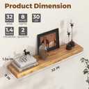 Axeman 32 inch Floating Shelves for Wall - 8'' D Live Edge Rustic Solid Elm Wood Floating Shelves Wall Mounted, Wall Shelves with Invisible Bracket for Living Room Bedroom Kitchen, Set of 2 Natural, 32 inches - 2P