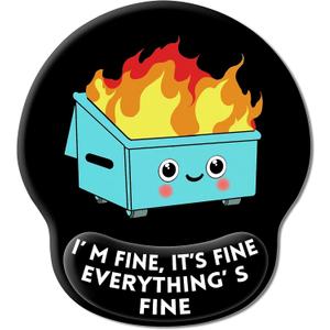 Upgrade Mouse Pad with Wrist Rest, Dumpster on Fire Ergonomic Gaming Gel Mouse Pad with Wrist Support, Cute Computer Mousepad for Desk Home Office Laptop, Pain Relief, Non-Slip PU Base