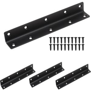 L Bracket, Heavy Duty Corner Brace, 4 Pack 8" Metal Shelf Bracket Angle Bracket for Shelves, Black Metal Braces for Wood,200mm Overall Length