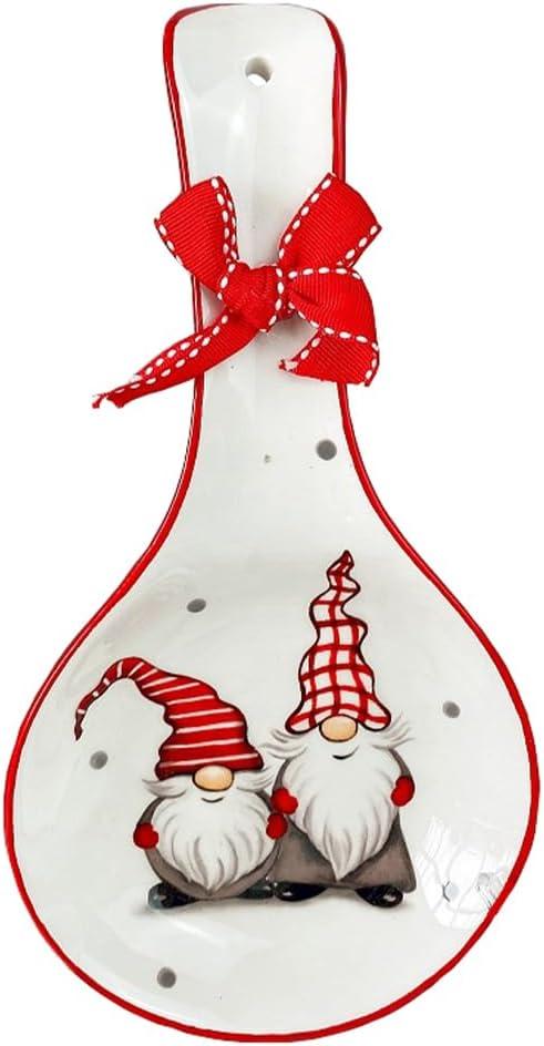 Christmas Spoon Rest Ceramic Farmhouse Kitchen Spoon Utensil Holder Rest for Stove Top Kitchen Counter