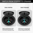 Black Sink Drain 3-1/2 Inch Matte Black Kitchen Sink Drain Strainer Assembly Kit with Strainer Basket and Drain Stopper for Standard Kitchen Sink Stainless Steel