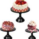 3 Pcs Black Cake Stand Set Round Metal Cake Display Stand 8/10/12 inch Dessert Table Decorations Cupcake Holder Round Cake Pedestal Stand Holder Plate for Wedding Birthday Party Anniversarie
