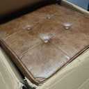 HomePop Square Tufted Storage Ottoman - Distressed Brown Faux Leather Small, 17.5"D x 17.5"W x 17.5"H