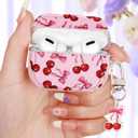 Coralogo for AirPods Pro/Pro 2nd Gen Case for Women - Cute & Protective Kawaii Girls Girly Fashion Design Cover with Cartoon Acrylic Keychain Case for AirPods Pro & Pro 2, Cherry Bow