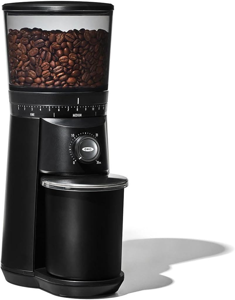 OXO Brew Conical Burr Grinder  Matte Black, Stainless Steel Burrs, OneTouch Automatic Smart Grind