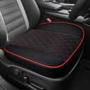 Leather Front Car Seat Cover, Anti-Slip Car Seat Bottom Covers, Full Wrapped Bottom Seat Protectors with Storage Pocket, Universal Comfortable Seat Cushion Fit Vehicles SUVs Trucks (Black Red)